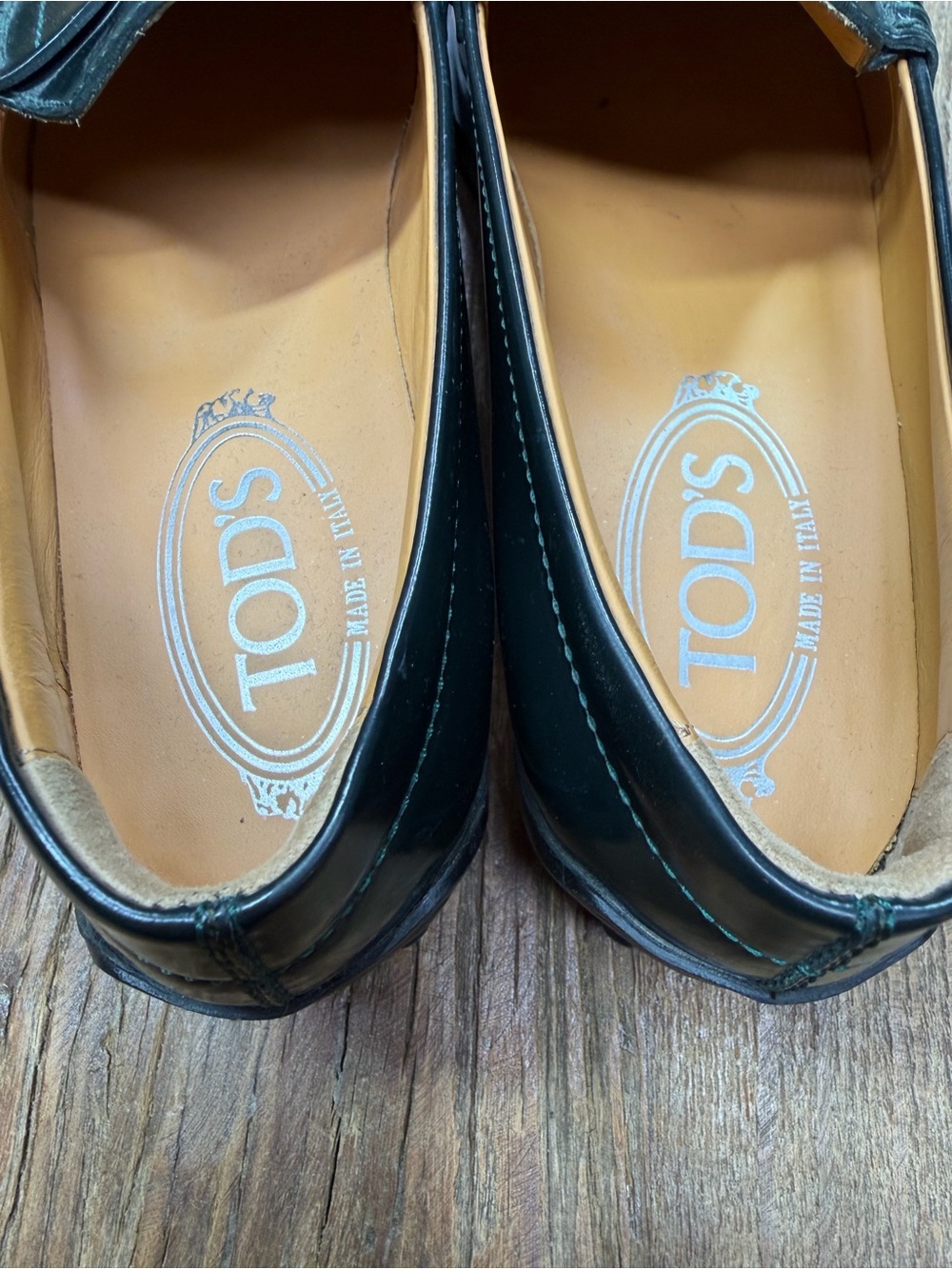 Tod's Women's Dark Green Leather Penny Loafers Size 37 ~ US 7 - Picture 7 of 15